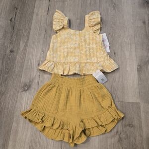 Bonnie Jean Mustard Yellow 2 Piece Outfit Set Size 5 NWT